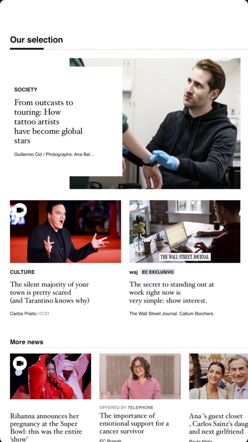 El Confidencial, Homepage featured selection