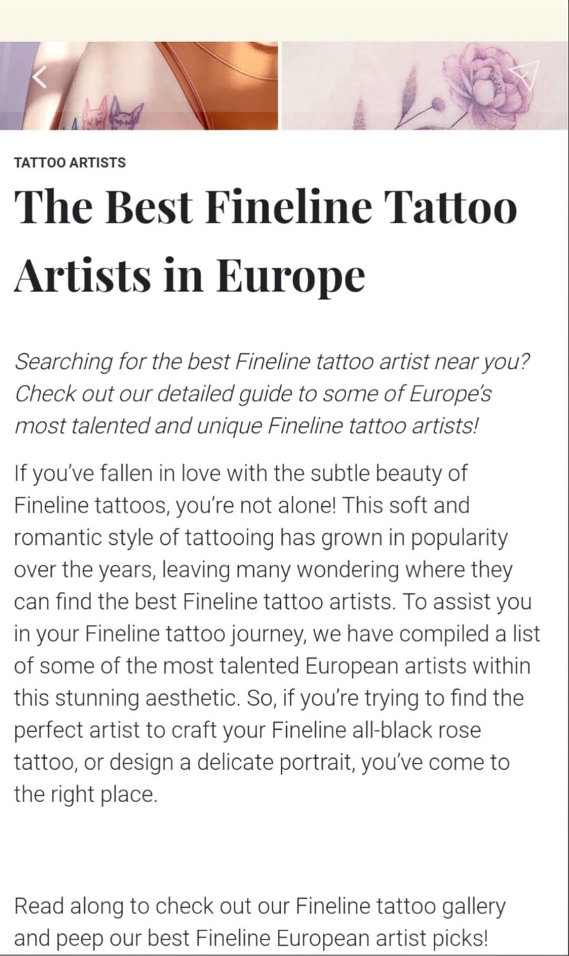 Tattoodo, The Best Fineline Tattoo Artists in Europe