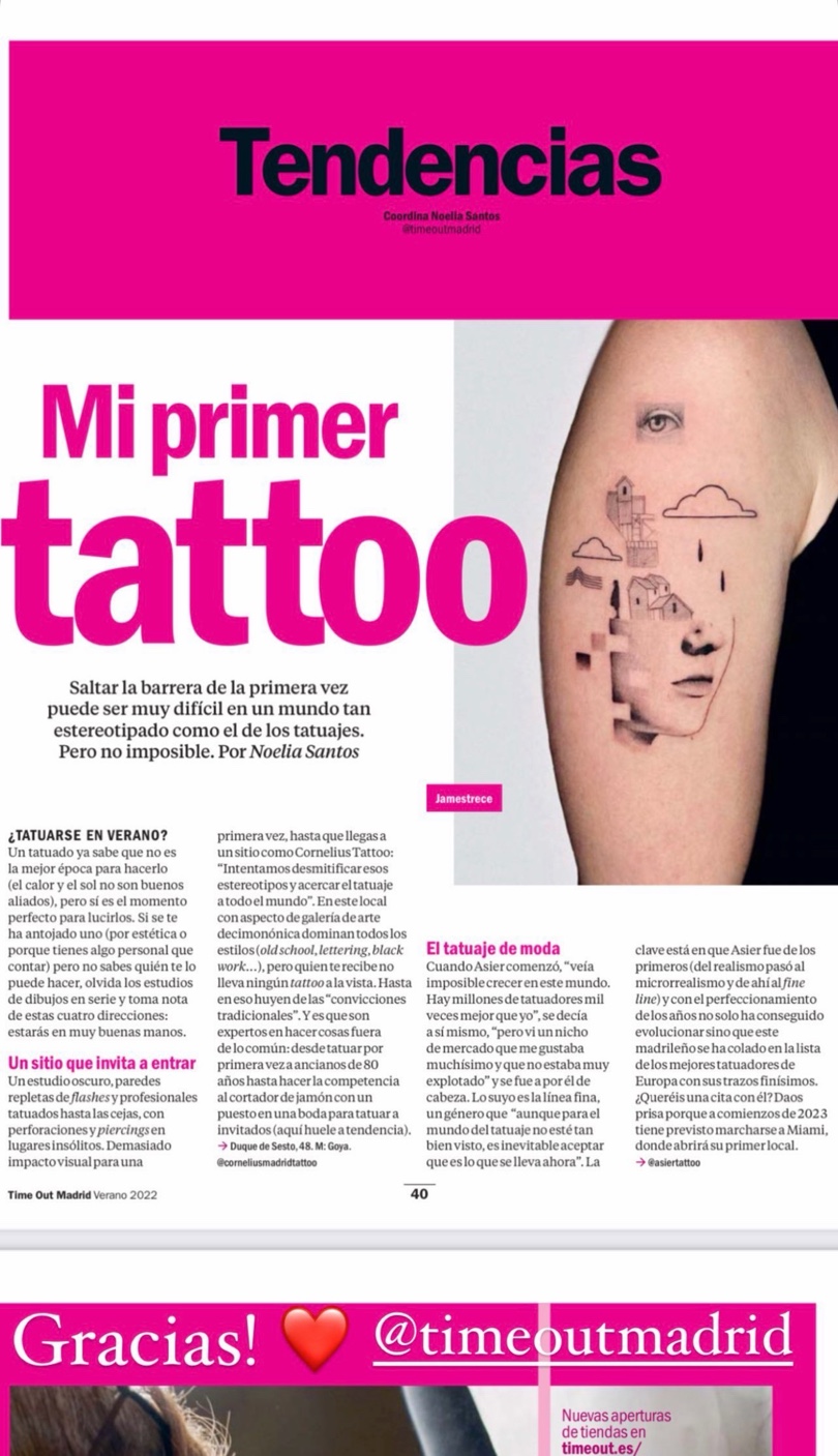Time Out Madrid, Mi primer tattoo feature